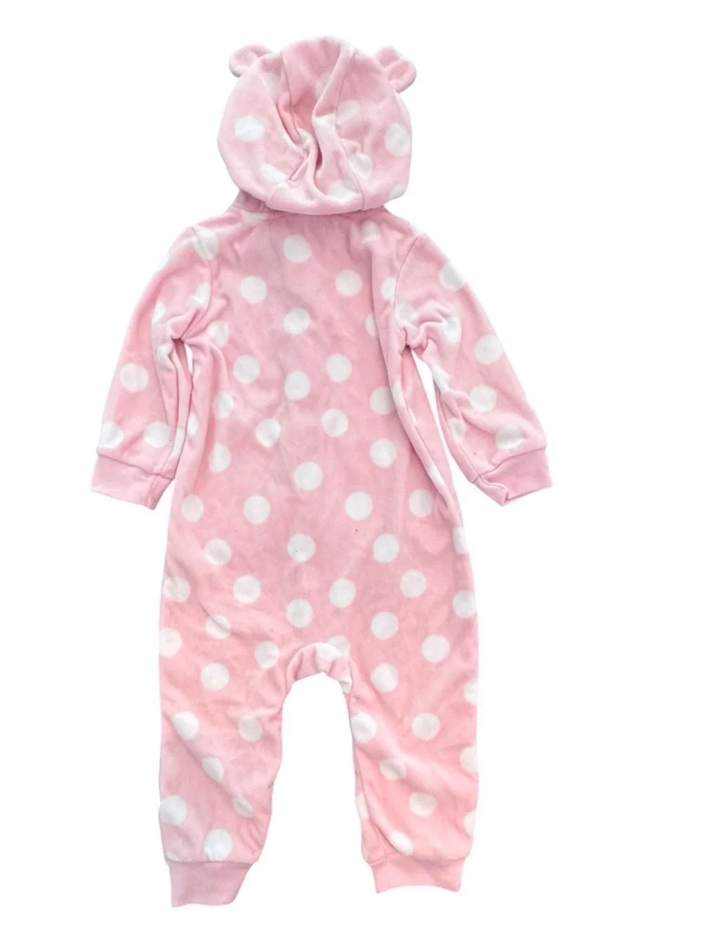 New Carter's Baby Girl 12M Pink/White Hooded Fleece Jumpsuit